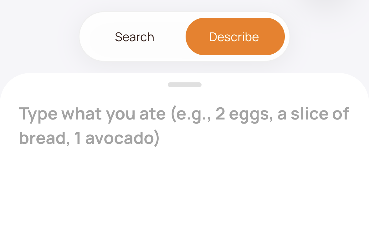 AI-powered food logging with describe input